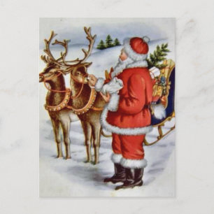 Cartes Pour Fêtes Annuelles Vintage Noël Père Noël Sleigh Reindeer