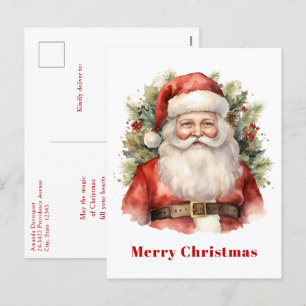 Cartes Pour Fêtes Annuelles Vintage Noël Père Noël Souriant