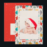 Cartes Pour Fêtes Annuelles Vintage Noël Photo Annonces de naissance<br><div class="desc">Des ornements d'arbres de Noël vintage en rouge, or, violet, turquoise et menthe, et votre salutation et les noms en lettres chic autour de la photo de votre nouveau-né préféré. Ajoutez des informations sur la naissance et encore plus de photos sur le dos. Sélectionnez Matte pour le papier le plus...</div>
