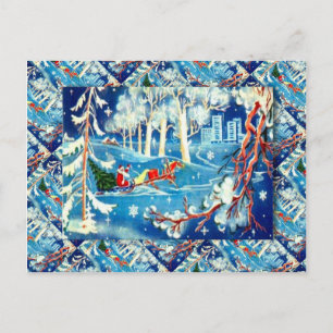 Cartes Pour Fêtes Annuelles Vintage Noël russe, voyage Père Noël