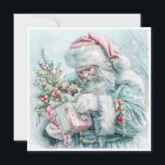 Cartes Pour Fêtes Annuelles Vintage Noël Santa Claus Pastel<br><div class="desc">Élégant vintage pastel turquoise,  rose et bleu Père Noël. Personnalisé au dos avec votre message et votre nom. Contactez-moi pour obtenir de l'aide sur votre personnalisation ou pour demander des produits Zazzle correspondants ou coordonnés supplémentaires.</div>