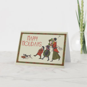 Cartes Pour Fêtes Annuelles Vintage Noël Shopping Famille Amusants