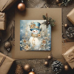 Cartes Pour Fêtes Annuelles Vintage Noël Snowman Bleu et Or<br><div class="desc">Répandez la fête avec notre carte de vacances à plat avec un bonhomme de neige vintage de Noël en bleu et or élégant! Ce design charmant est parfait pour ajouter une touche de fantaisie classique à vos salutations festives. Avec sa belle palette de couleurs et son illustration ludique de bonhomme...</div>