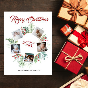 Cartes Pour Fêtes Annuelles Vintage Noël Verdure Photo Collage