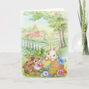 Cartes Pour Fêtes Annuelles Vintage, nostalgic Easter bunnies
