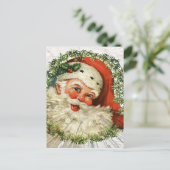 Cartes Pour Fêtes Annuelles Vintage Père Noël Grunge (Debout devant)