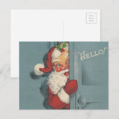 Cartes Pour Fêtes Annuelles Vintage Père Noël Peeking (Devant / Derrière)