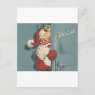 Cartes Pour Fêtes Annuelles Vintage Père Noël Peeking