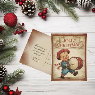 Cartes Pour Fêtes Annuelles Vintage Petit Batteur Garçon Jolly Noël