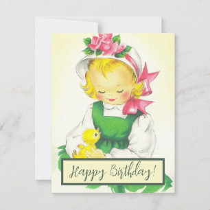 Cartes Pour Fêtes Annuelles Vintage petite fille Retro mignonne