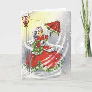 Cartes Pour Fêtes Annuelles Vintage petite Miss Noël