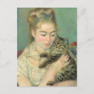 Cartes Pour Fêtes Annuelles Vintage Pierre Auguste Renoir Femme avec chat