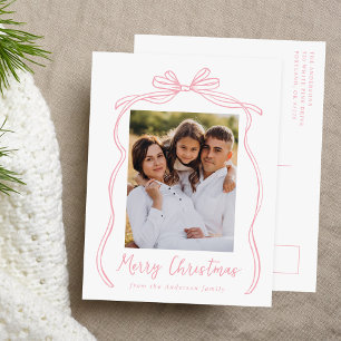 Cartes Pour Fêtes Annuelles Vintage Pink Bow Joyeux Noël Photo