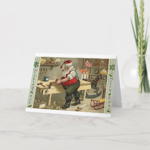 Cartes Pour Fêtes Annuelles Vintage Pipe Smoking Santa Christmas Greeting Card