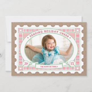 Cartes Pour Fêtes Annuelles Vintage Postage Stamp Holiday Photo Card
