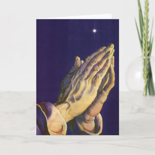 Cartes Pour Fêtes Annuelles Vintage prière des mains avec l'étoile de Bethléem