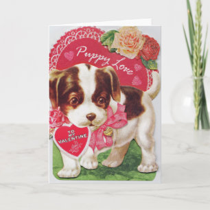 Cartes Pour Fêtes Annuelles Vintage Puppy Love Be My Valentine