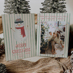 Cartes Pour Fêtes Annuelles Vintage Quirky Main Tirée Snowman Noël Amusant