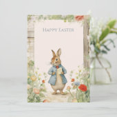 Cartes Pour Fêtes Annuelles Vintage Rabbit Garden Easter (Debout devant)