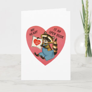 Cartes Pour Fêtes Annuelles Vintage Raccoon Valentine