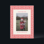 Cartes Pour Fêtes Annuelles Vintage Red Christmas Geometry Quilt Photo<br><div class="desc">Carte de vacances vintage rouge Noël géométrique</div>