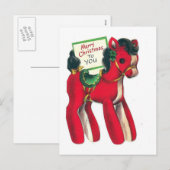 Cartes Pour Fêtes Annuelles Vintage Red Christmas Pony (Devant / Derrière)