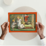 Cartes Pour Fêtes Annuelles Vintage Red Christmas Tree Père Noël Cadeaux Garço<br><div class="desc">Cette Vintage carte postale de Noël rétro hiver rouge,  vert et beige avec Jeune Dame,  sapin de Noël,  branche de pin et cadeaux sera parfait pour vos vacances. Vous pouvez aussi trouver d'autres designs dans ce stile dans mon magasin.</div>