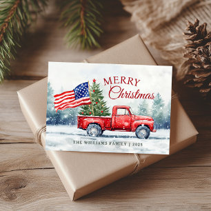 Cartes Pour Fêtes Annuelles Vintage Red Christmas Truck Arbre de Noël