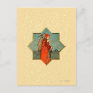 Cartes Pour Fêtes Annuelles Vintage Red Santa Claus St. Nicholas