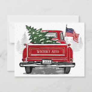 Cartes Pour Fêtes Annuelles Vintage Red Truck American Flag Patriotique Busine