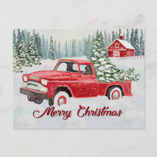 Cartes Pour Fêtes Annuelles Vintage Red Truck Bringing Christmas Cheer in the