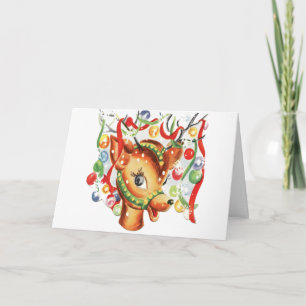 Cartes Pour Fêtes Annuelles Vintage Reindeer de Noël Confetti