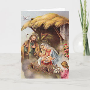 Cartes Pour Fêtes Annuelles Vintage Religieux Sainte-Joseph Vierge Marie Jésus