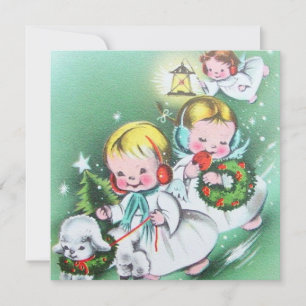 Cartes Pour Fêtes Annuelles Vintage Retro Angels Noël