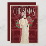 Cartes Pour Fêtes Annuelles Vintage Retro Art Deco Woman Christmas<br><div class="desc">A beautiful vintage retro Merry Christmas art deco woman in a gown holiday card. Send out one of these gorgeous art deco women holiday cards to friends and family for a unique holiday idea this year. Also perfect for collectors. Check out the Art Deco collection in my store for more...</div>