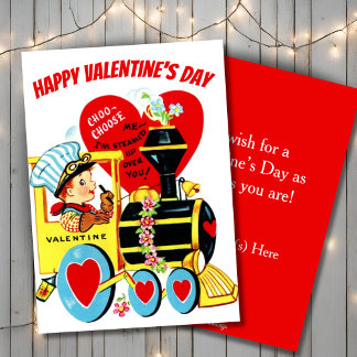 Cartes Pour Fêtes Annuelles Vintage Retro Boy en train Custom Valentine's Day