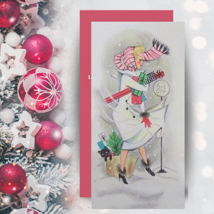 Cartes Pour Fêtes Annuelles Vintage Retro Bus de Noël Arrêt Dame Custom