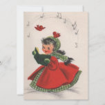 Cartes Pour Fêtes Annuelles Vintage Retro Christmas Caroling Girl<br><div class="desc">Carte de vacances vintage Retro Noël Caroling Girl.</div>