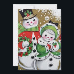 Cartes Pour Fêtes Annuelles Vintage Retro Christmas Snowman<br><div class="desc">Carte vintage Retro Christmas Snowman Holiday</div>