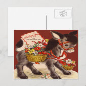 Cartes Pour Fêtes Annuelles Vintage Retro Donkey (Devant / Derrière)