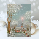 Cartes Pour Fêtes Annuelles Vintage Retro Église de Noël Parties scintillant h<br><div class="desc">Belle église de Noël Vintage parties scintillant hiver neige scène. Un complément parfait à votre collection vintage ou un excellent moyen d'envoyer en famille et entre amis pour la saison des fêtes. Ceci peut être transféré à d'autres produits,  y compris une carte de vacances pliée.</div>