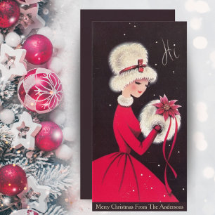 Cartes Pour Fêtes Annuelles Vintage Retro Élégante Dame de Noël Personnalisée