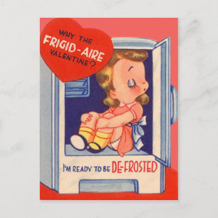 Cartes Pour Fêtes Annuelles Vintage Retro Girl dans Frigo Valentine Card