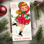 Cartes Pour Fêtes Annuelles Vintage Retro Girl Ice Skater Custom Christmas<br><div class="desc">Cette charmante carte de Noël est un retour en arrière du milieu du siècle avec une fille chérie en tenue de patinage sur glace avec les mots "Joyeux Noël à vous !" Ajoutez votre nom personnel ou votre nom de famille en bas. Personnalisez encore plus en customisant le message au...</div>