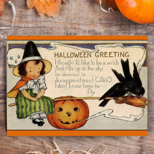 Cartes Pour Fêtes Annuelles Vintage Retro Happy Halloween Salutations Personna