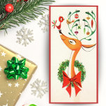 Cartes Pour Fêtes Annuelles Vintage Retro Happy Reinder Custom Christmas<br><div class="desc">Cette amusante carte de Noël vintage du milieu du siècle présente un renne heureux avec ses bois ornés d'ornements de Noël,  une couronne autour du cou et un petit oiseau mignon assis sur son nez. Personnalisez en customisant le message au dos et/ou en ajoutant votre nom.</div>