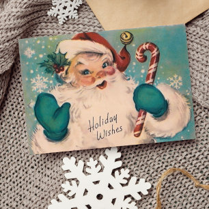 Cartes Pour Fêtes Annuelles Vintage Retro Jolly Père Noël avec Sucre de canne