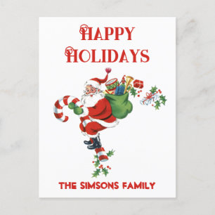 Cartes Pour Fêtes Annuelles Vintage Retro Jolly Père Noël Joyeux Noël