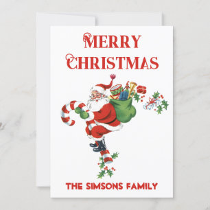 Cartes Pour Fêtes Annuelles Vintage Retro Jolly Père Noël Joyeux Noël