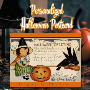 Cartes Pour Fêtes Annuelles Vintage Rétro Joyeux Halloween Salutations Personn